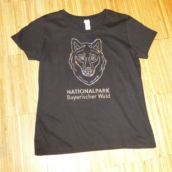 Strass T-Shirt mit Motiv Wolf