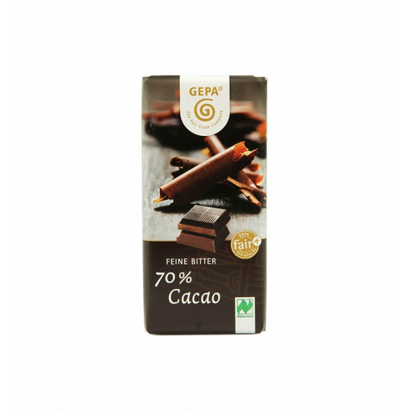 Bio Zartbitter-Schokolade mit 70 Prozent Kakao, 40g